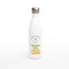 Village of Peace: Vegan Life. Vegan Love White 17oz Stainless Steel Water Bottle